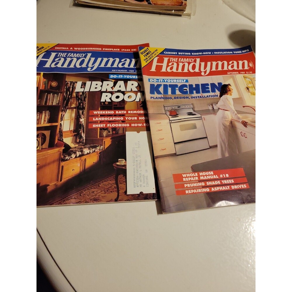 1989 The Family Handyman Magazine: Library July/Aug & Kitchen Planning Sept July